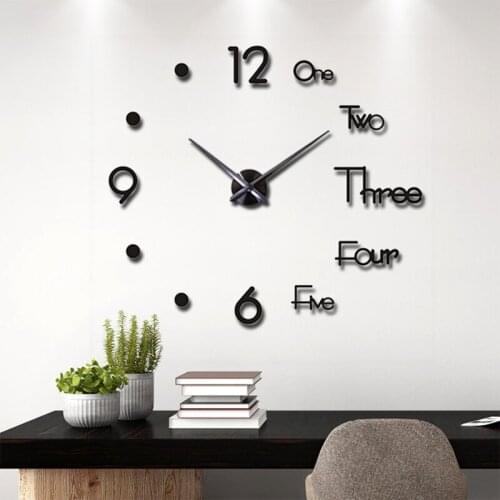 3D DIY Large Wall Clock Modern Design Silent Wall Sticker Clock Acrylic Mirror Self adhesive Wall Clocks Home Decor Dropship
