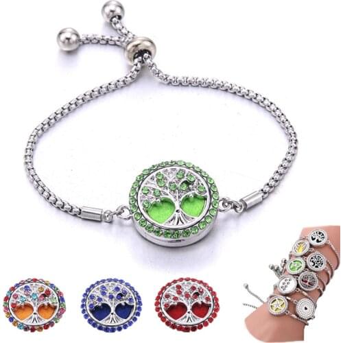 Aromatherapy Jewelry Womens Bracelet Perfume Aromatherapy Essential Oils Diffuser Bracelet Crystal Tree Of Life Locket Bracelet