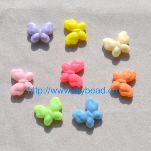 100 pieces/lot Necklace Accessory,Cartoon Butterfly Acrylic Beads,21*18MM Spring Color Sugar Beads