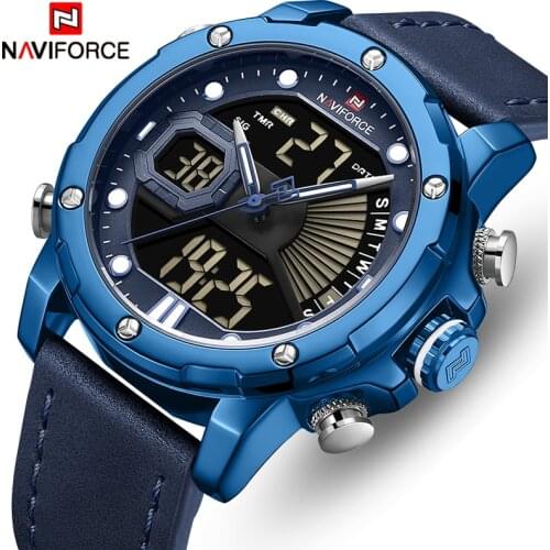 Men Watch Top Luxury Brand NAVIFORCE Fashion Sports Waterproof Men’s Watches Leather Analog Digital Male Clock Relogio Masculino