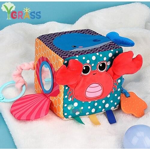 Baby Toy 0-12 Months Plush Block Clutch Cube Rattle Toy Multifunctional Baby Educational Toy Musical Colorful Stroller Toy