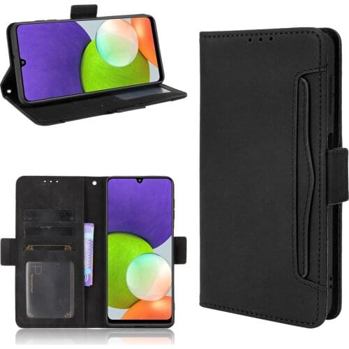 For Samsung Galaxy A22 4G Case Cover Premium Leather Leather Flip Multi-card slot Cover For Samsung GalaxyA22 5G A 22 case