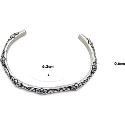 SS21 European And American Retro Totem Pattern Opening Couple Titanium Steel Bracelet Hip Hop Street Wild Jewelry Accessories