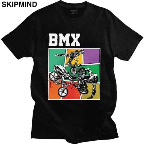 Handsome Bmx Stunts Cool Bikers T-shirt Men Short Sleeve 100% Cotton MTB T Shirt Bicycle Mountain Bike Lover Tee Cyclists Gift