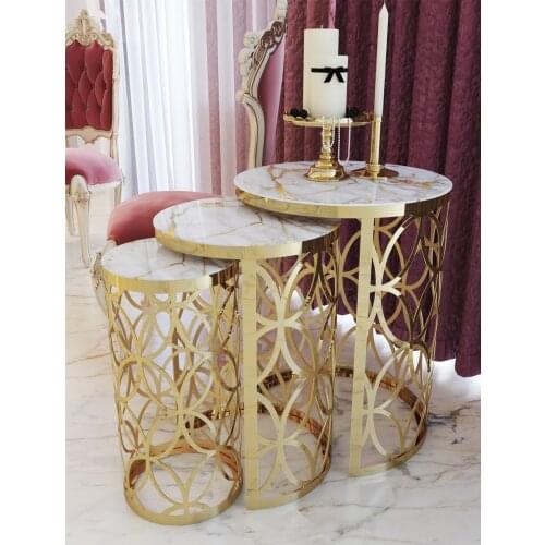 Gold Pattern Glazed Laser Cut Elegant Gold Zigon Coffee Table Pad wohnzimmertisch طاولة غرفة معيشة столик из стекла
