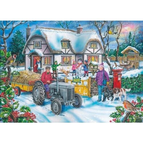JMINE Div 5D House Truck straw Snow Tree Winter Full Diamond Painting cross stitch kits art Scenic 3D paint by diamonds