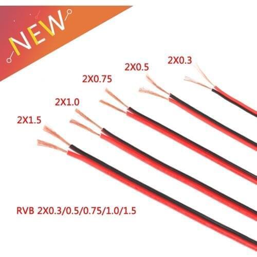 1 Meter RVB Cable Electrico Copper Rubber LED Wire Red Black 2Pin Insulated Extend Cord Car Audio Cable Speaker Wire Cable PVC