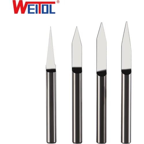 WeiTol 3.175mm 10pcs/lot CNC Router bit degree 25 30 40 PCB Engraving Bits end mill carbide 0.1-0.3mm milling cutter