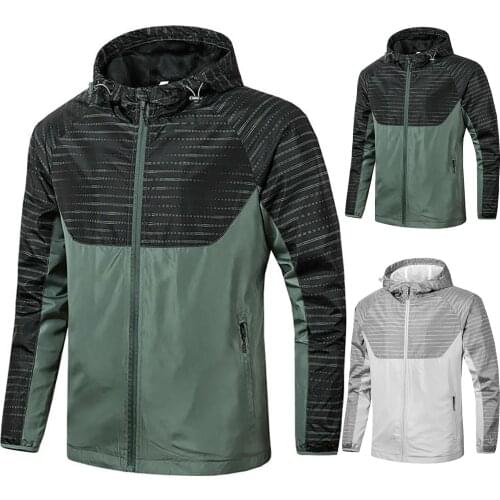 Jaquetas Mens Jacket Spring Autumn Windproof Hooded Thin Jackets Color Stitching Sports Coat Hoodie Outdoor Camp Windbreaker