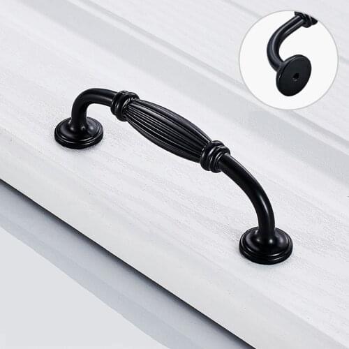 Matte Black Furniture Handle Zinc Alloy Euro-style Drawer Cabinet Bathroom Wardrobe Kitchen Knob Door Handle H4407