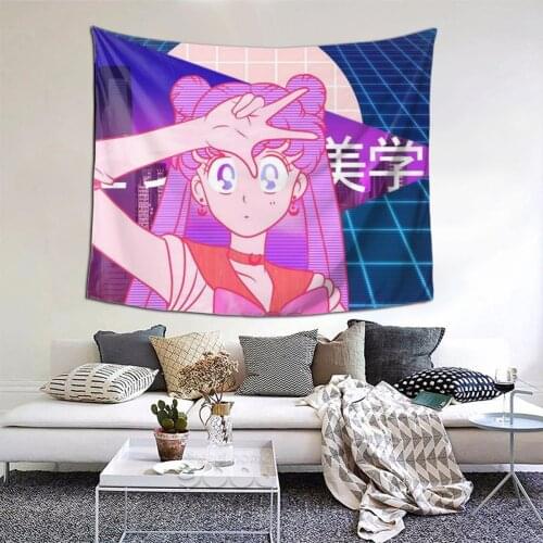 Sailor Girl Tapestry Anime Cartoon Kawaii Tapestry Wall Bedspread aesthetic Hanging Blankets For Living Room