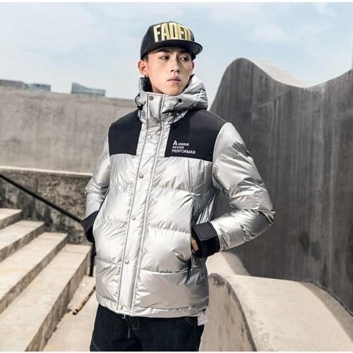 Mens Fashion Color Block Loose Padded Parkas Outerwear Winter Cotton Puffer Jackets Casual Youth Student Thick Warm Snow Coats