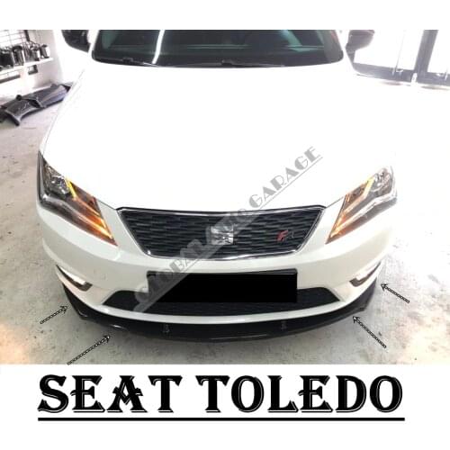 For SEAT TOLEDO Front Bumper Attachment Lip 2012-2020 Piano Glossy Black Splitter Diffuser Universal Spoiler Bumper Mud Flaps