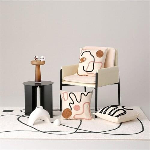 45X45cm Flocked Throw Pillow Cover Modern Abstract Lines Cushion Case Picasso Style Artistry Home Decorative Pillow Sham