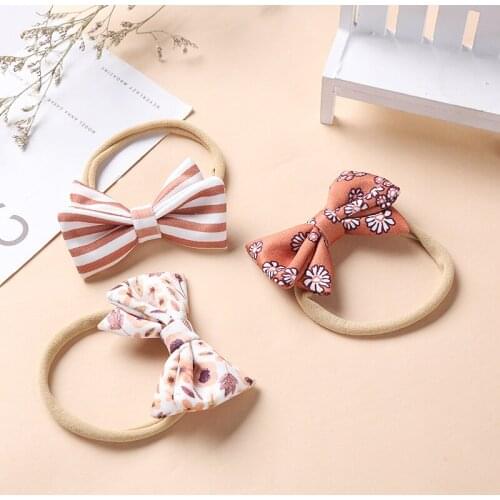 Nylon Baby Headband Bows Infant Floral Printing Hairbands Girl Spring Summer Princess Headbands Elastic Todder Traceless Bandage