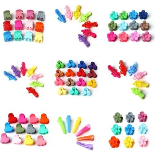 New Fashion 20pcs/lot Candy Color Hair Barrettes Plastic Flowers Hairpin Girls Princess for Kids Baby Childrens Hair Headdress