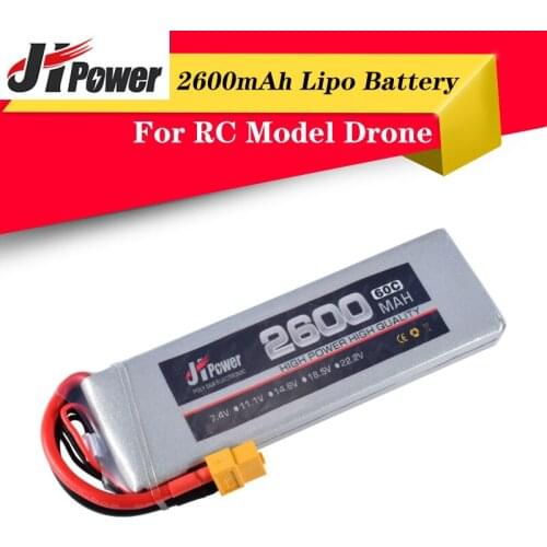 High Quality JHPower Rechargeable Battery 7.4V 2600mAh Lipo Battery with XT60 Plug 2S 60C for RC Model Car Helicopter