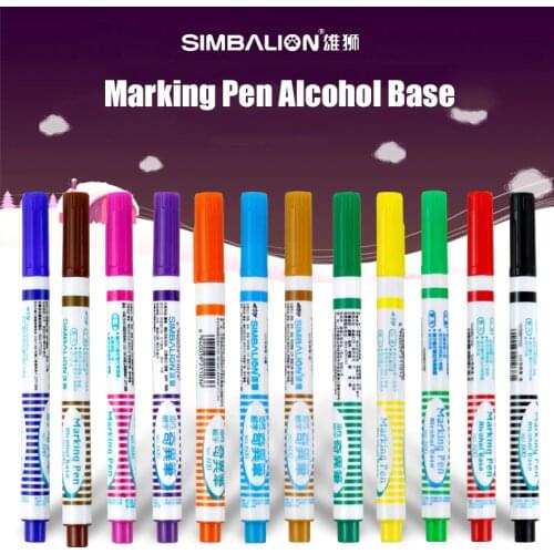 Simbalion Permanent Marker 1.0mm Alcohol Ink Color Felt Tip Pen Scrapbook Markers White Pen Black Markers on Anything Stationery