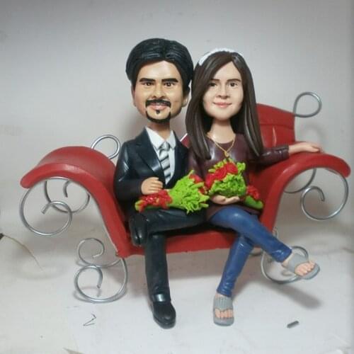 Custom Wedding Couples Lovers Dolls Simulation Chair Props Clay Handmade Valentines Day Exquisite Gifts