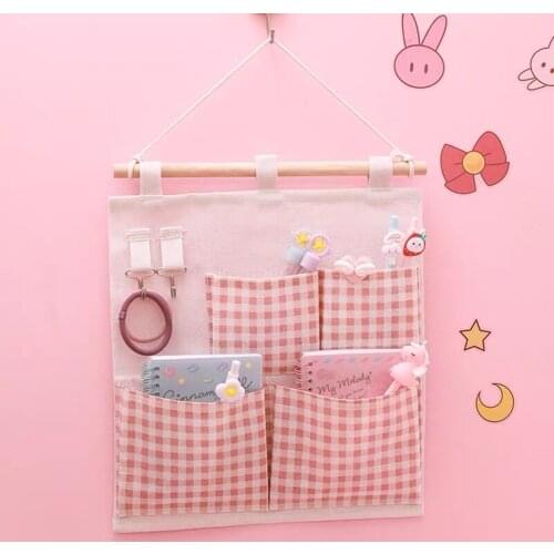 Pink Washable Wall Hanging Storage Bag Wall Mounted Wardrobe Organizer Home Hanging Door Organizer With Key Hook