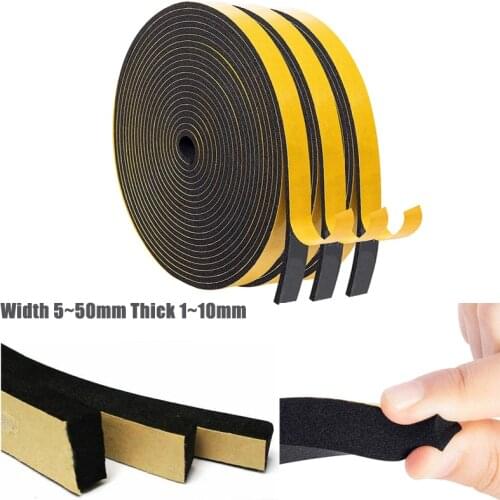 Rubber Self Adhesive Sponge Seal Strip Width 5~50mm Thick 1~10mm EVA Black Foam Anti-collision Seal Gasket