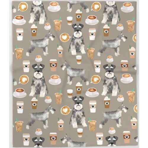 Schnauzer coffee dog Coral Fleece Fuzzy Blankets on Bed Schnauzer Throws Bedsheet for Kids Girls