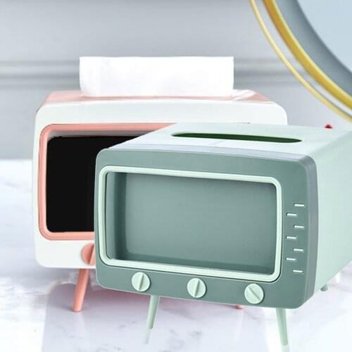 2 In 1 Tissue Case With Phone Holder Stand Multifunctional Retro Home Guest Dining Room Paper Towel Storage Case