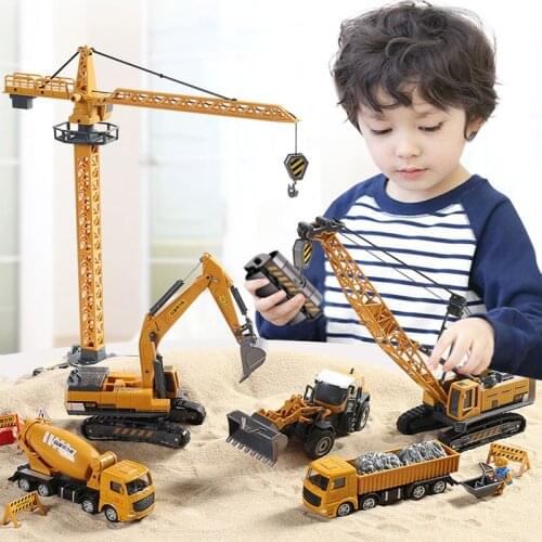 Tractor Toys For Boys Crane Tank Truck Machine Cars Excavator Simulated Forklift Model Construction Truck Gift Children Toys