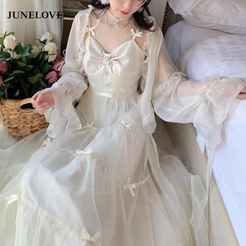 Vintage Spring 2021 Designer Fairy Rhinestone Mesh Camisole Long Dress Women French Style Elegant Casual Party Bow Chiffon Dress