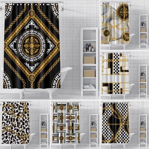 Polyester Fabric Shower Curtain Waterproof Luxury Bath Curtains for Bathroom Decor with Hooks