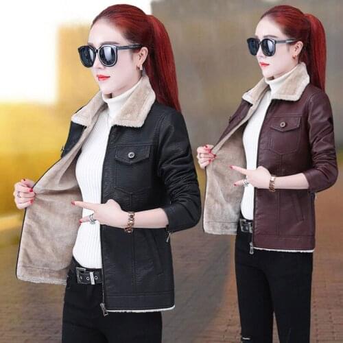 2021 Spring Autumn Women Faux Leather Jacket Slim Streetwear Female Leather Coat Biker Outerwear Ladies Zipper Black Coats Q44