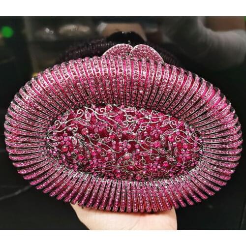 Pop Fushcia Luxury Crystal Evening Bags Newest Designer Oval Diamond Party Purse Lemon Pochette Bags Women Handbags Sm104