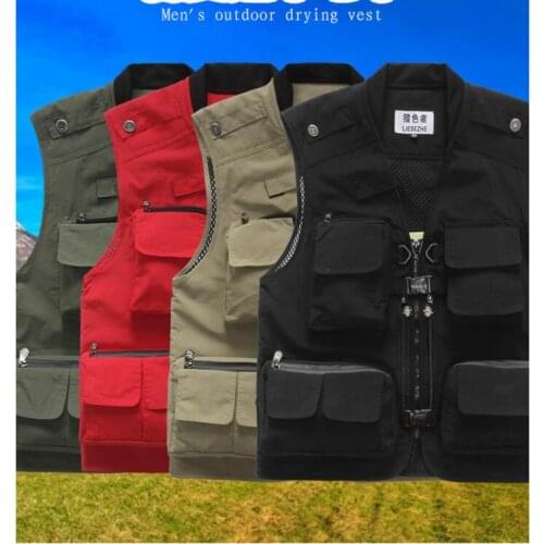 Photographer vest ICON Military Pockets Cargo Vest Hip Hop Vest Sleeveless Jacket Mens Gilet male cameraman streetwear Vests
