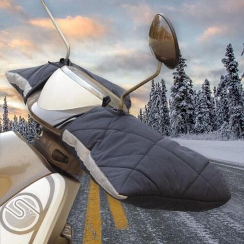 Winter Warming Motorcycle Electric Handlebar Cover With Reflective Strip Waterproof And Velvet Riding Grip Delicate And Soft