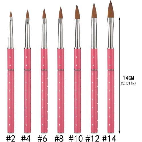 New DIY UV Gel Drawing Painting Brush Nail Art Acrylic Pen Extension Manicure Tools Metal Handle with Diamond Hair Pencil