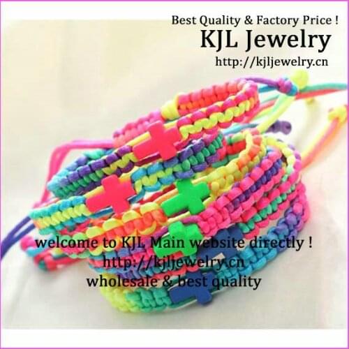 20pcs/lot Fashion charm hand-made macrame colorful nylon cords bracelet with colorful cross bracelet
