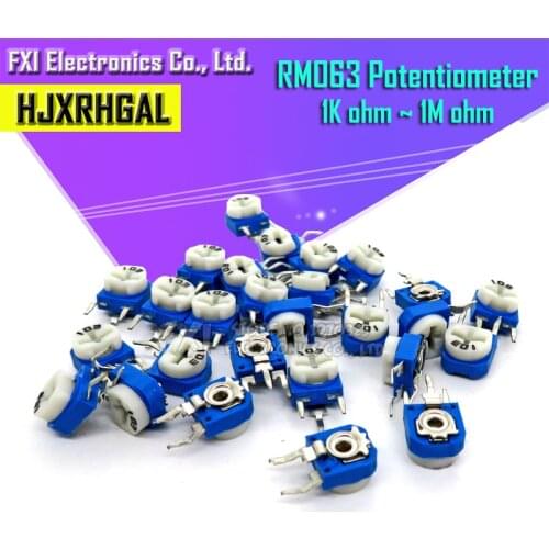 20pcs RM063 RM-063 100 200 500 1K 2K 5K 10K 20K 50K 100K 200K 500K 1M ohm Trimpot Trimmer Potentiometer variable resistor