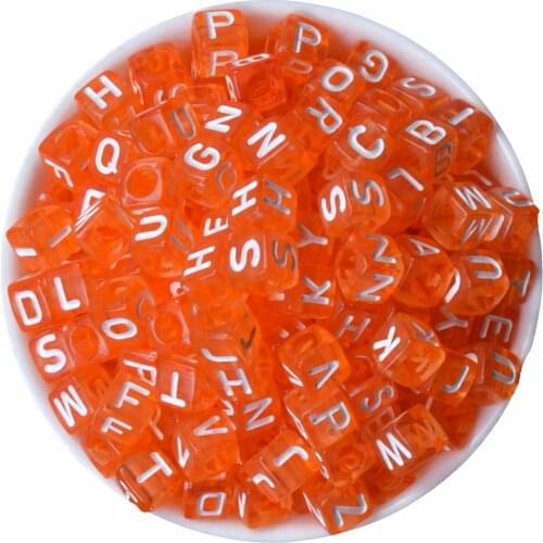200Pcs=1Lot ! ) Free Shipping Acrylic Square Flat Letters Spacer Beads Orange Charms 6x6MM Pick 35Color For Jewelry Making
