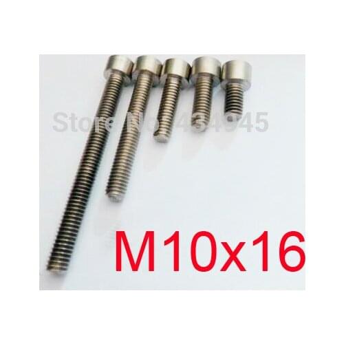 30pcs M10 x 16 M10 Thread Diameter 16mm Length Hex socket head cap Ti screw Gr2 cup head Titanium bolts