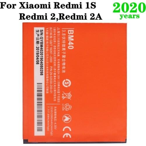 2020 Years Battery BM40 For Xiaomi Redmi Hongmi 2 / 2A / 1S 2080mAh High Capacity Phone Replacement Batteries