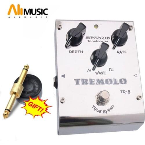 Biyang ToneFancier TR-8 Analog Tremolo Guitar Bass Effect Pedal 2 Wave Form Adjust True Bypass with pedal connector