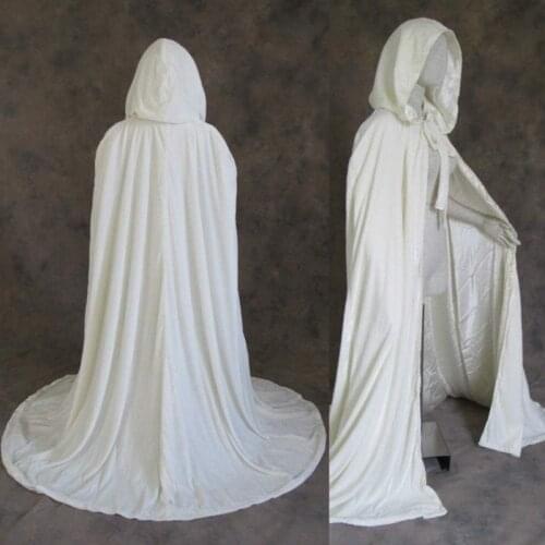 Velvet Wedding Cape Long Jacket Hooded Bridal Cloak White Floor Length cloak