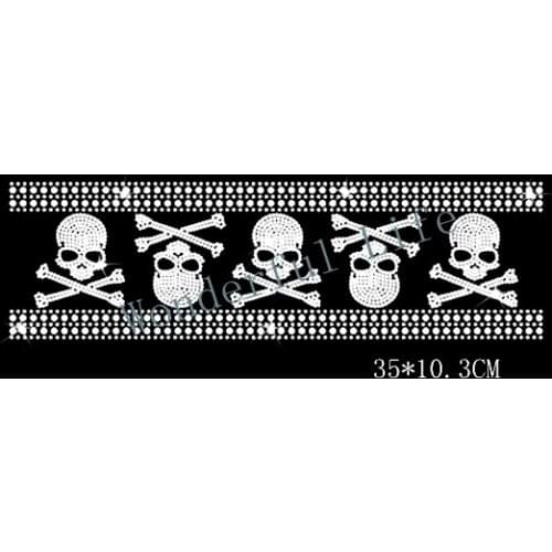 Free shipping Hot Style Many Small Skull with Line Rhinestone Motif Transfer Design for Hot Youngers Trousers