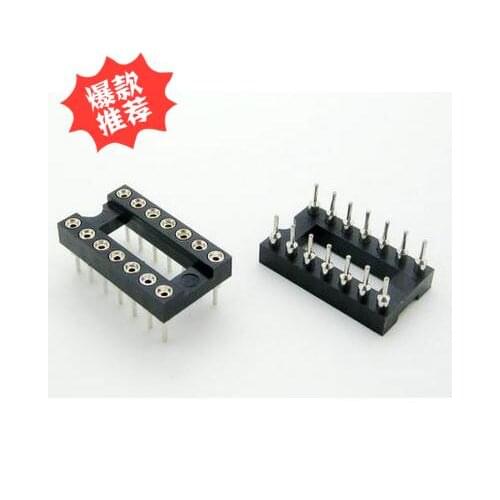 Free shipping round hole DIP14 socket 14PIN chip base ic slot 10pcs/lot