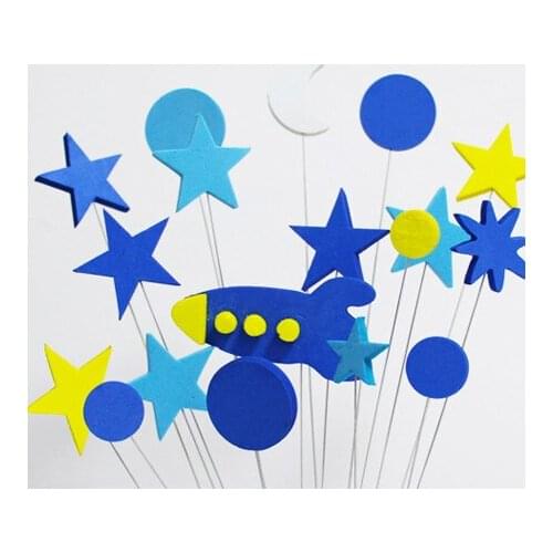 1 Set Birthday Cake Toppers For Kids Children Birthday Party Diy Baking Cake Decoration Accessory Star Moon Heart Space Theme
