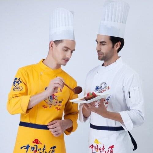 New Arrival Hotel Chefs Long-sleeve Uniform New Arrival Cooker Outfit Pastry Chef Catering Work Clothes Plus Size B-5584