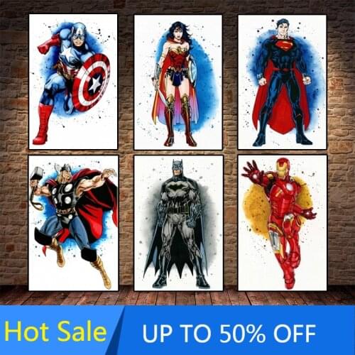 Marvel Superhero Avengers Canvas Painting Poster Print Iron Man Captain America Wall Art Room Decoration Picture for Home Decor