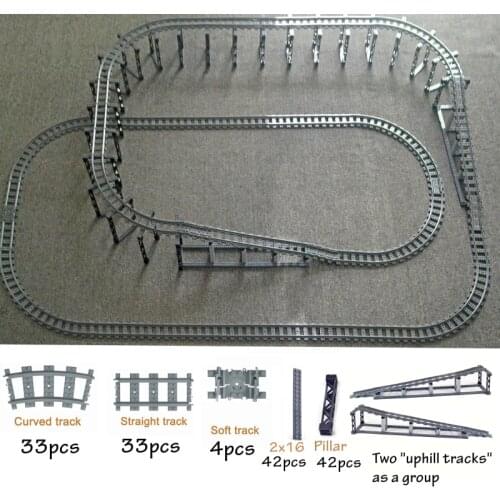 City Train Flexible Tracks trein double layer Track Rail Straight Curved Rails Compatible all brands Building Block Brick Model