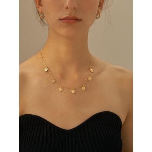 Brass With 18K Gold Portrait Geo Coin Chains Necklace Japan Korean Style Party Designer T Show Runway Gown Jewelry Rare INS