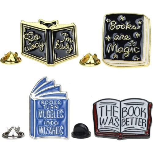 Creative cartoon book magic book series brooch spot flip book cute punk drip brooch 2020 cute gift
